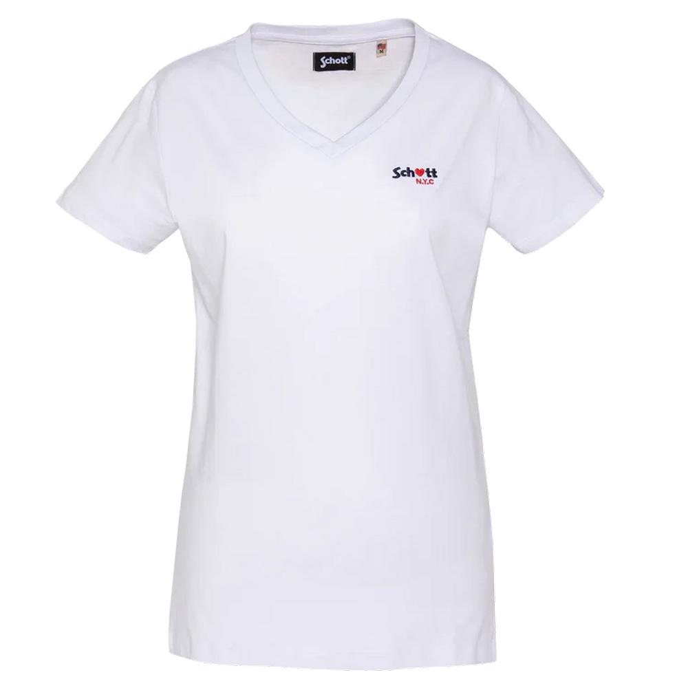 T-Shirt Blanc Femme Schott TSBRODEDW pas cher