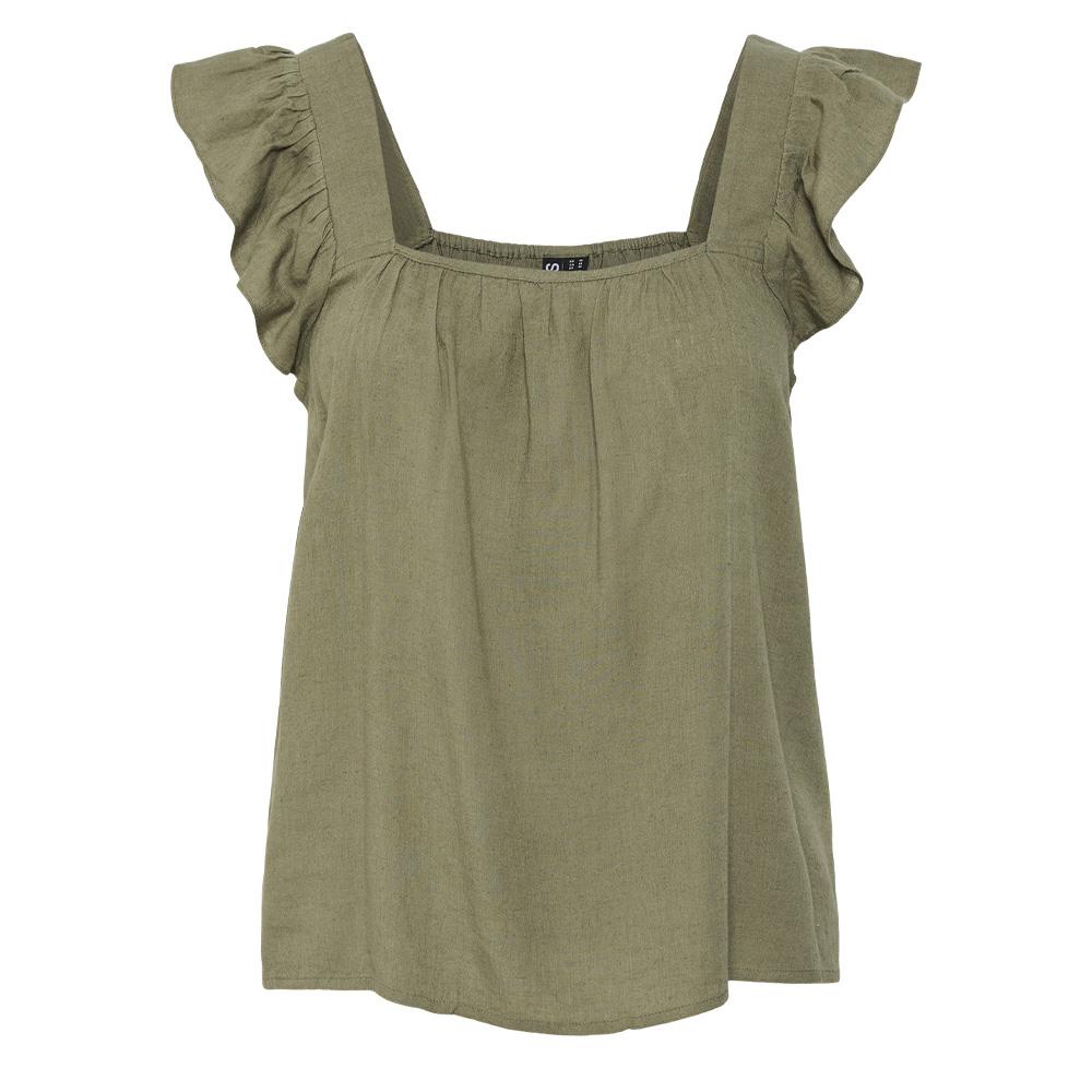 Camiseta de tirantes de mujer verde Pieces Pia ver 3