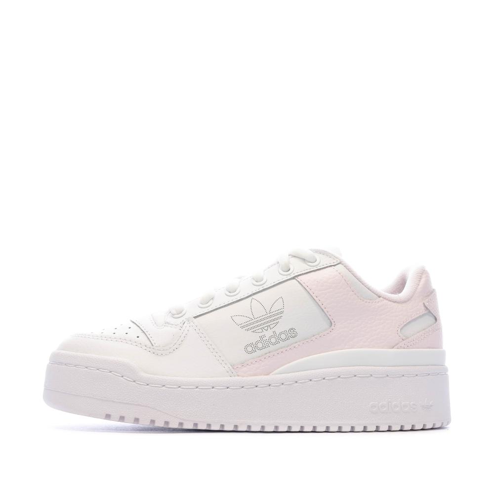 Baskets Blanches/Rose Femme Adidas Forum Bold pas cher