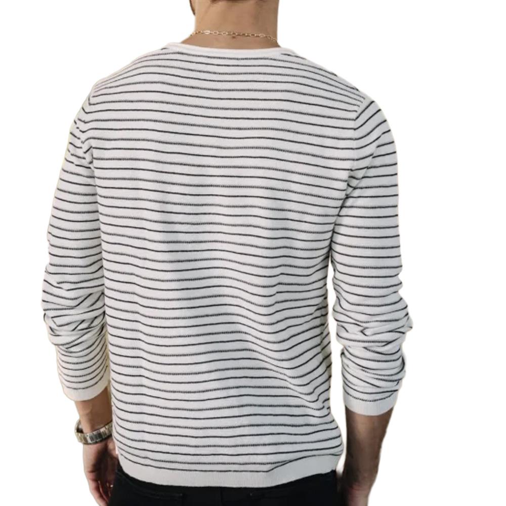 Pull Blanc/Marine Homme Freeman Porter Pharell vue 2