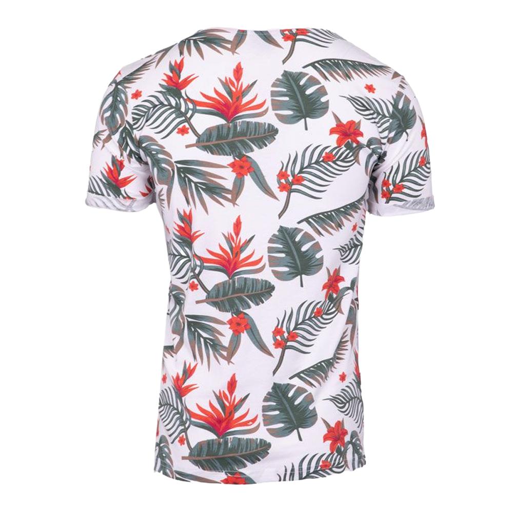 T-shirt Blanc/Rouge Homme La Maison Blaggio Fleur vue 2