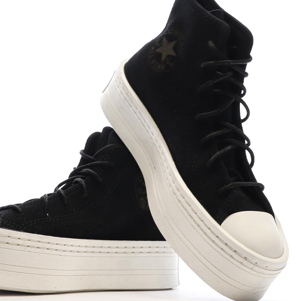 Baskets Noires Femme Converse Chuck Taylor All Star Suede vue 7