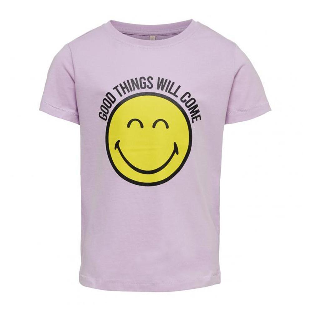 T-shirt Violet Fille Kids Only Smiley pas cher