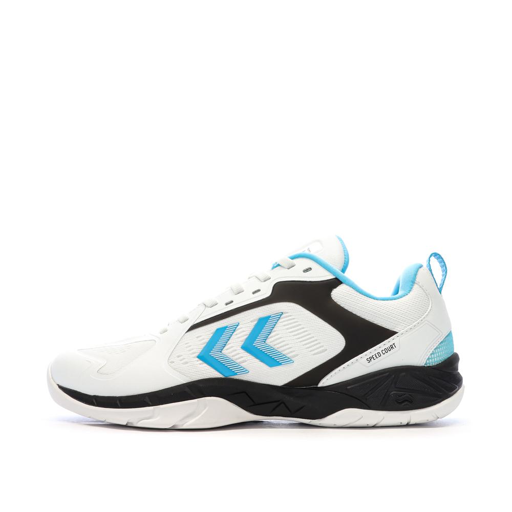 Chaussures de sport en salle Blanches/Noir/Bleu Homme Hummel Speed Court pas cher