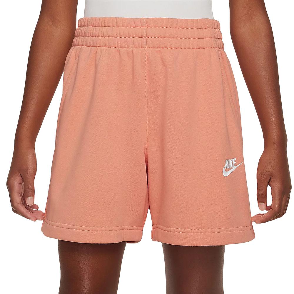 Short Orange Fille Nike G Nsw Club Ft 5in Short pas cher