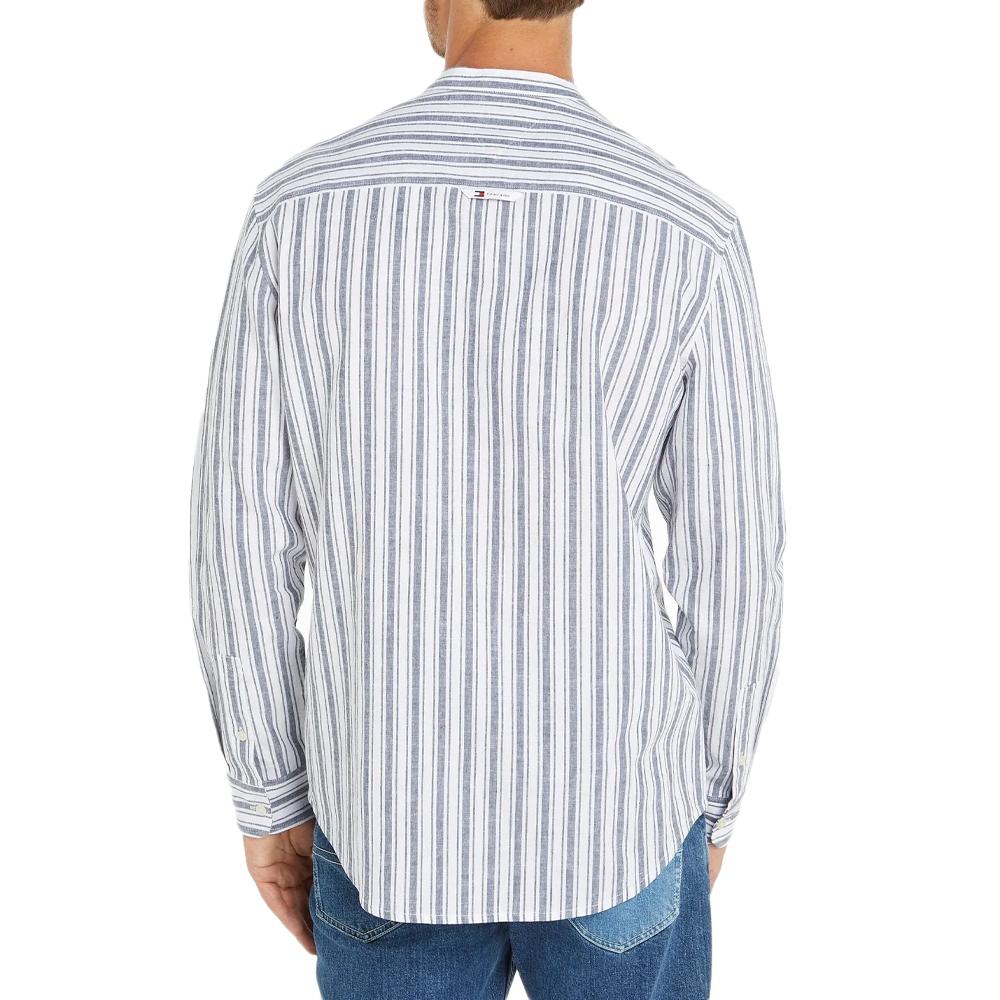 Chemise Manches Longues Marine Homme Tommy Hilfiger Mao Stripe Linen vue 2