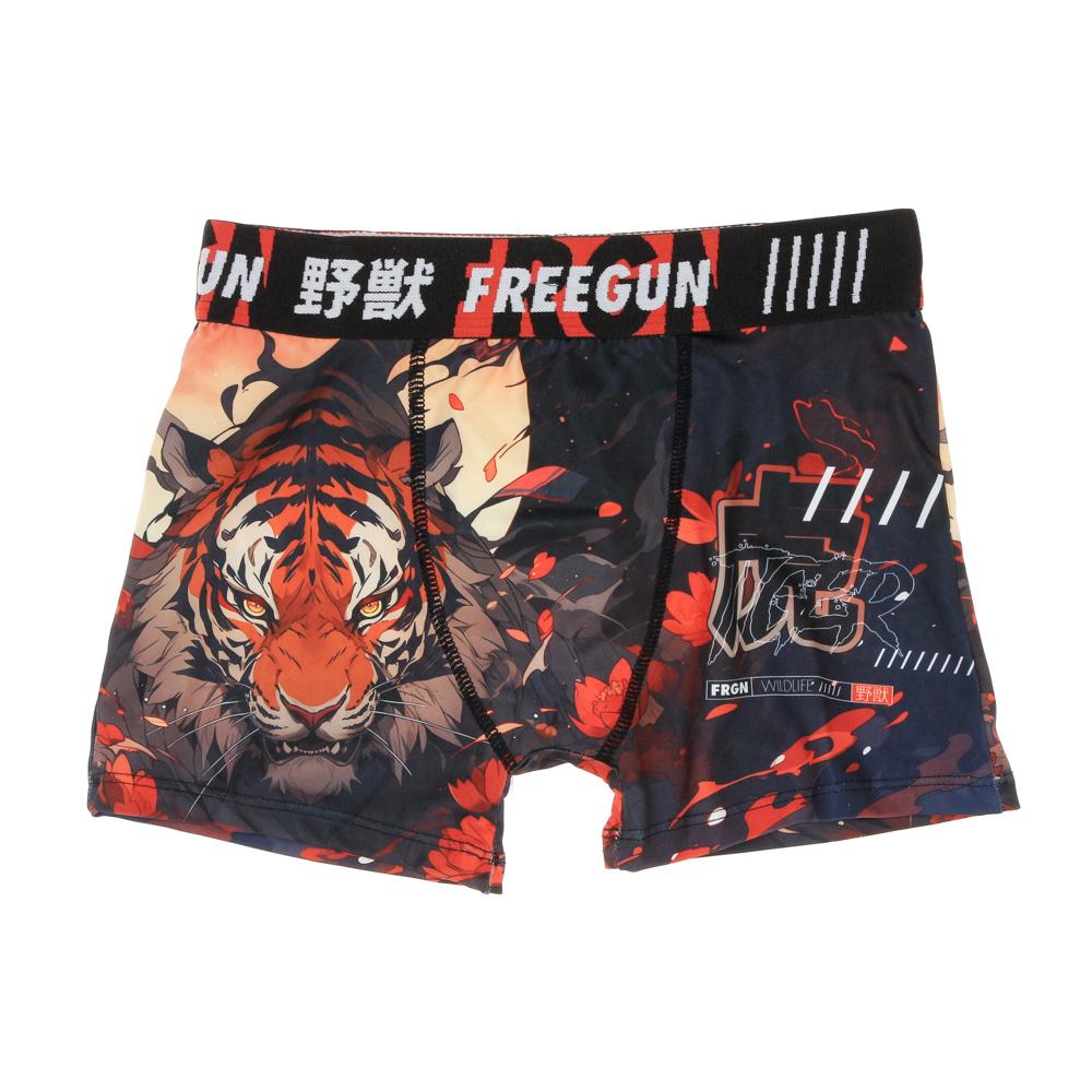 Boxer Noir/Orange à Imprimés Garçon Freegun TIG pas cher