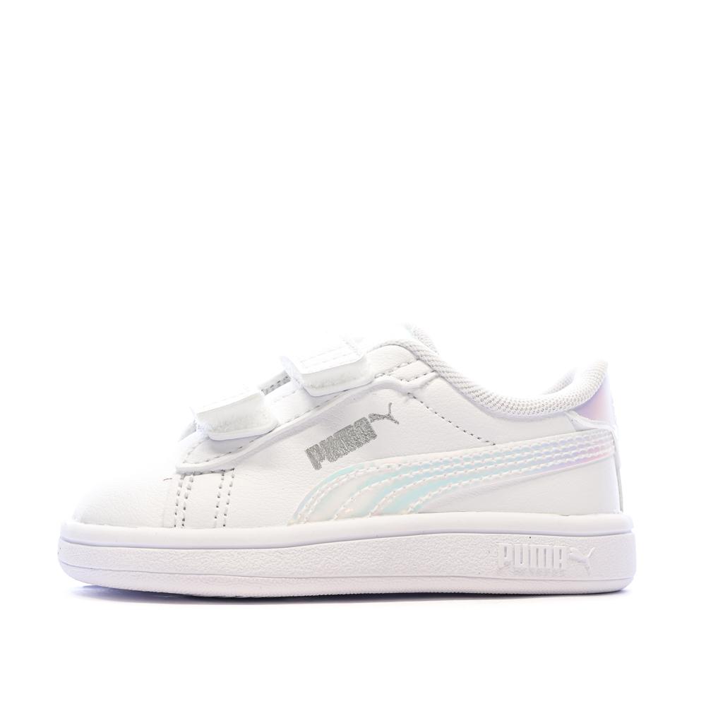 Baskets Blanches Fille Puma Smash 3.0 Holo pas cher