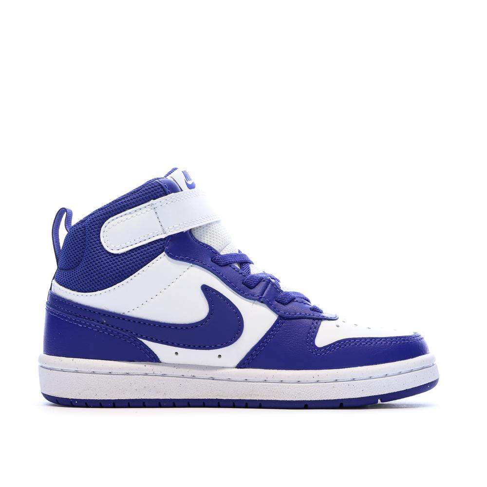Baskets Blanches/Bleu Garçon Nike Court Borough Mid 2 vue 2