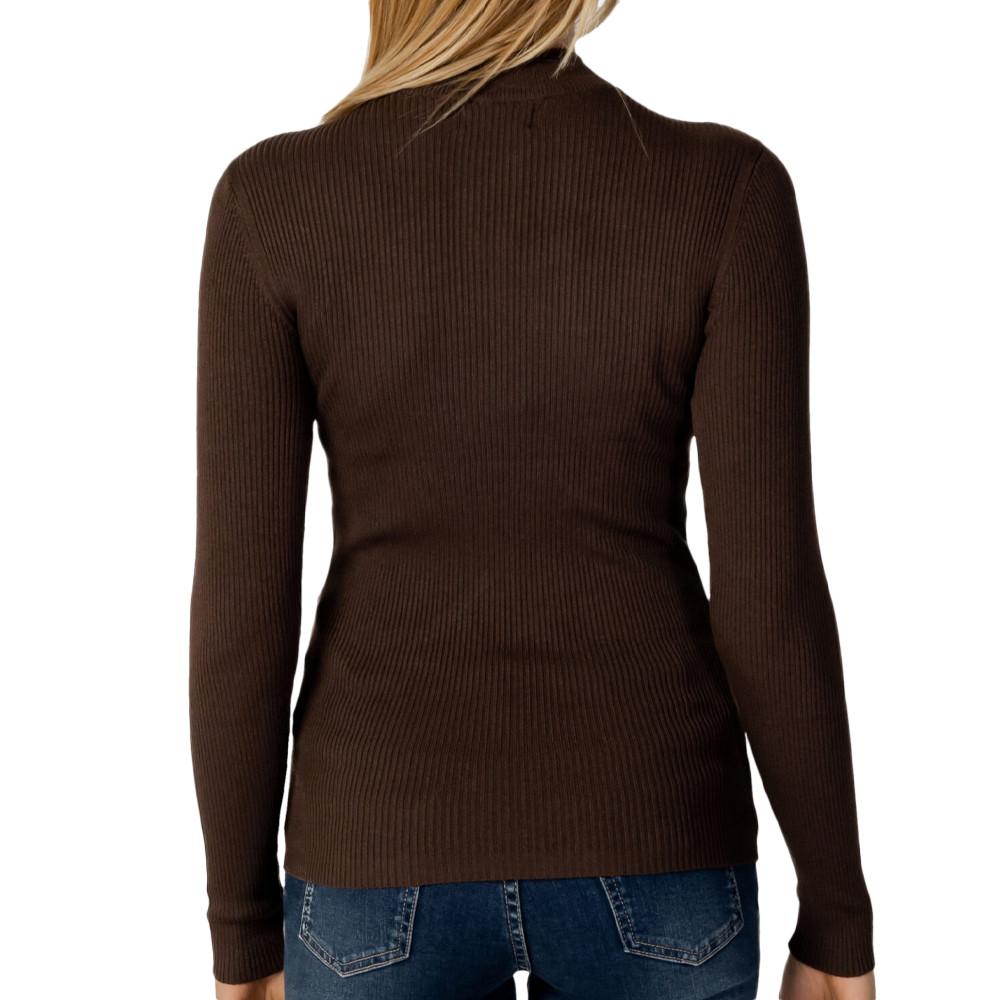 Pull Marron Femme JDY Highneck vue 2