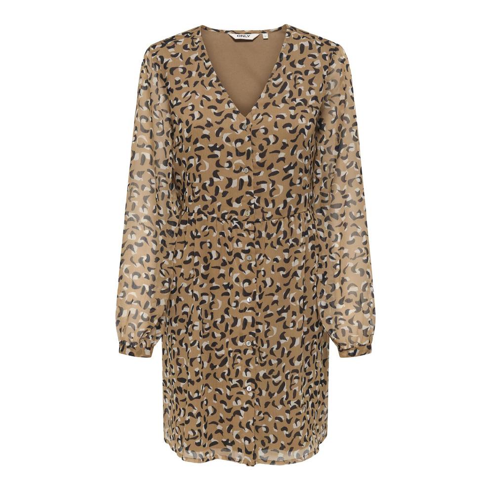 Robe Beige/Orange Femme Only Button pas cher