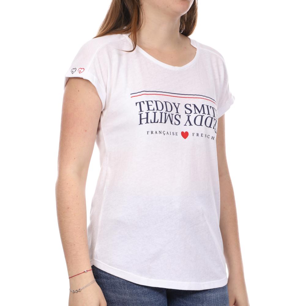 T-shirt Blanc Femme Teddy Smith Trobali pas cher
