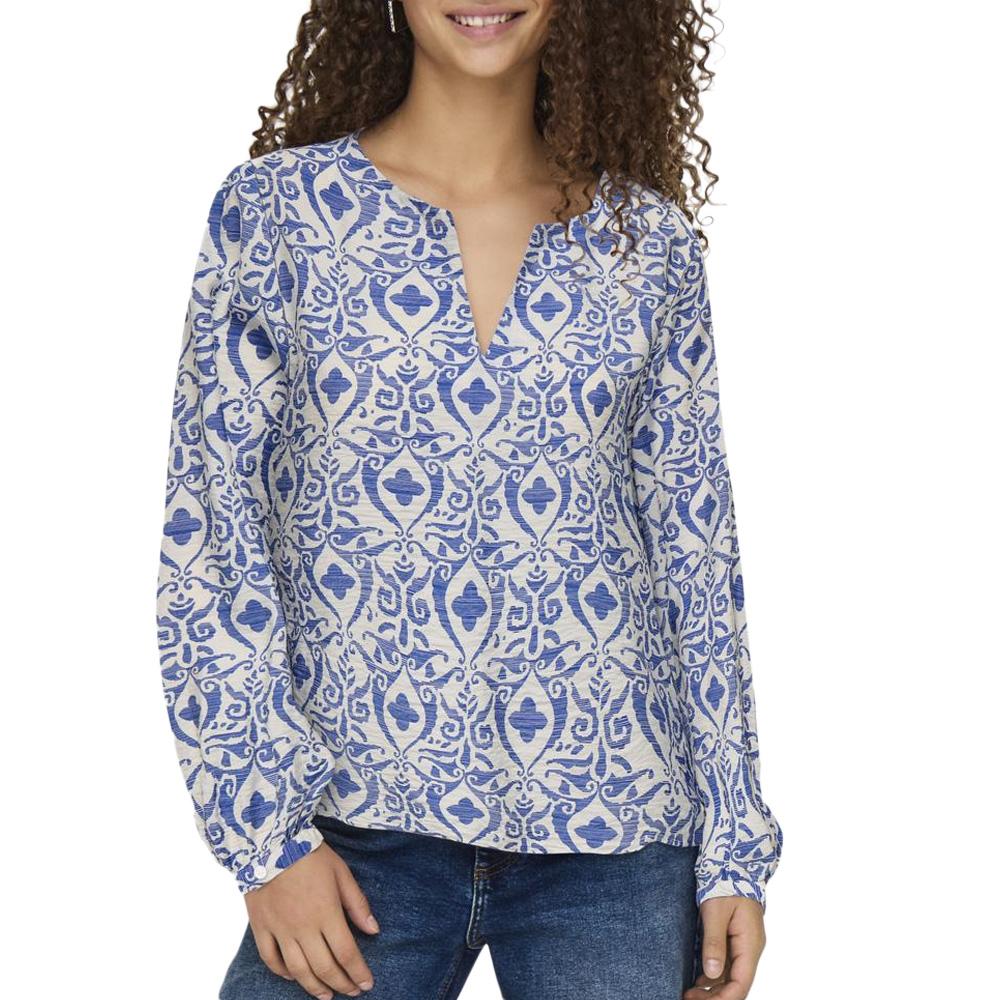Blouse Blanche/Bleu Femme JDY Troya pas cher