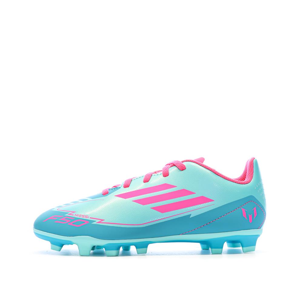 Botas de fútbol para niños Adidas F50 Club turquesa/rosa barato