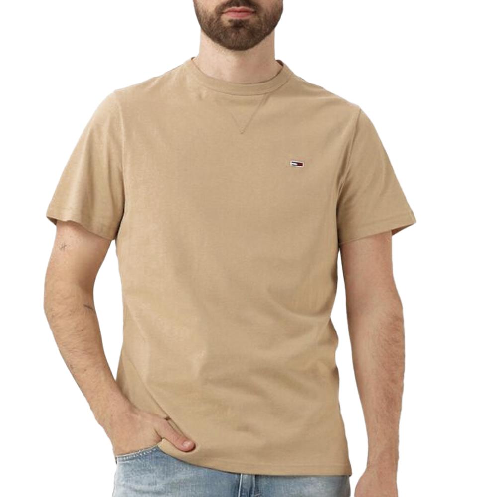 T-shirt Beige Homme Tommy Jeans Slim RIB Detail pas cher