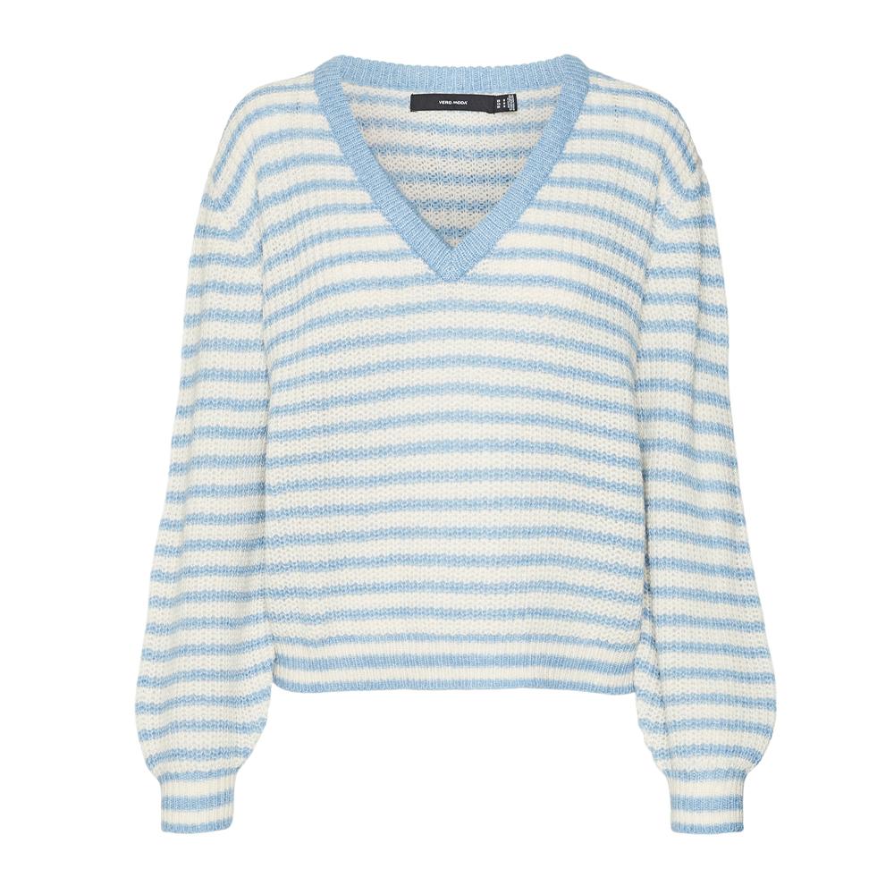 Pull Bleu/Écru Femme Vero Moda Mearth pas cher
