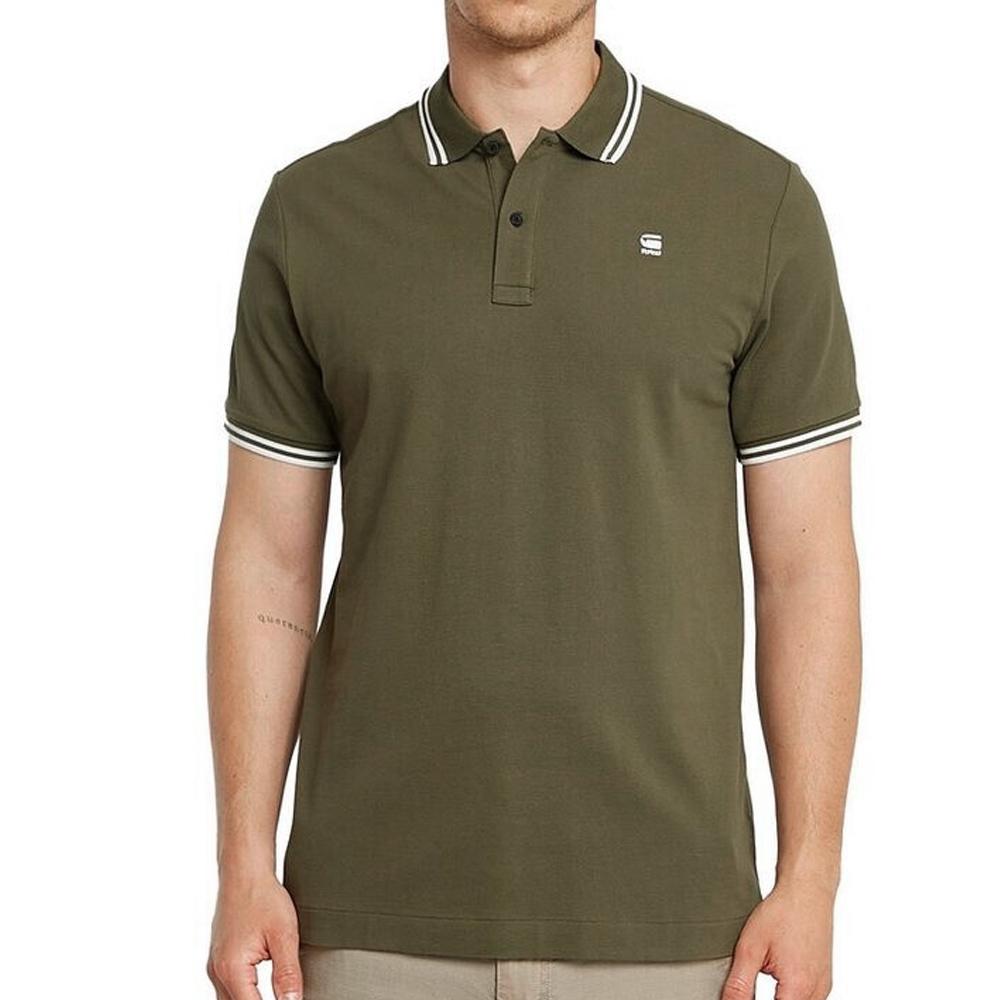 Polo Kaki Homme G-Star RAW Striped Collar pas cher