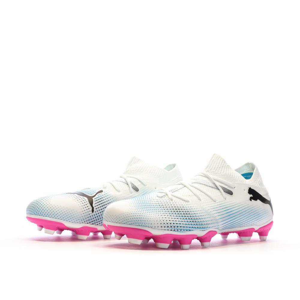 Chaussures de Football Blanc/Rose Garçon Puma Future 7 Match vue 6