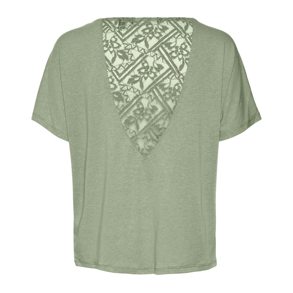 T-shirt Vert Dentelle Femme Vero Moda Marijune vue 2