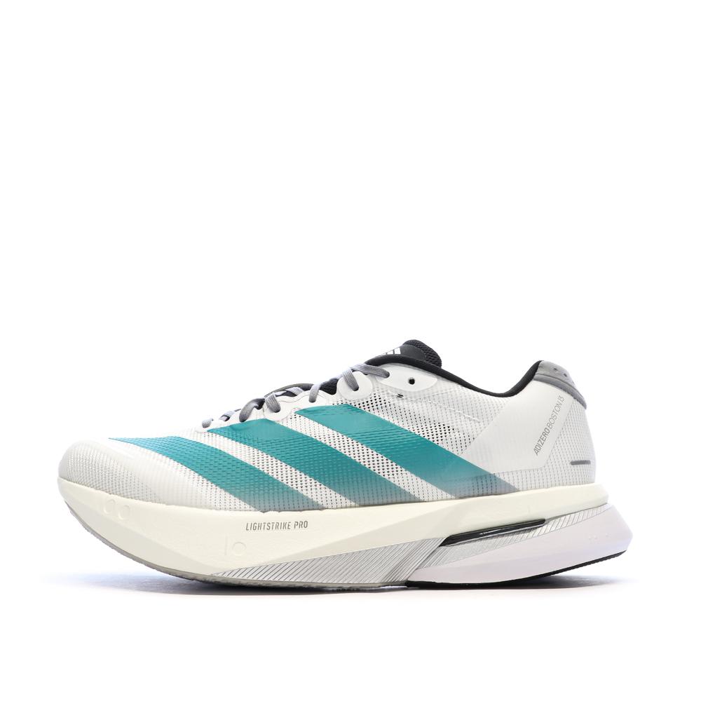 Baskets Blanches/Turquoises Adidas Adizero Boston 13 pas cher