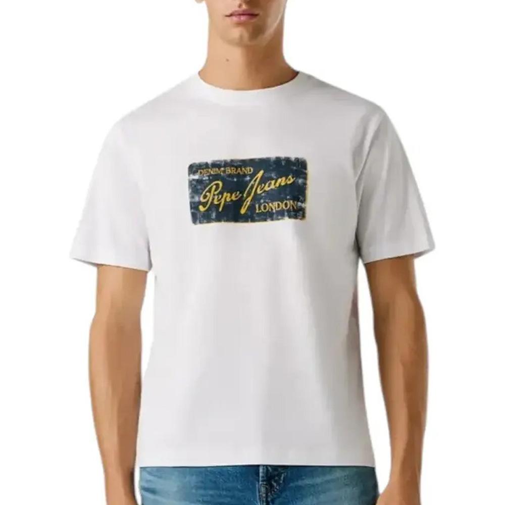 Camiseta Blanco/Amarillo Hombre Pepe jeans Original barato