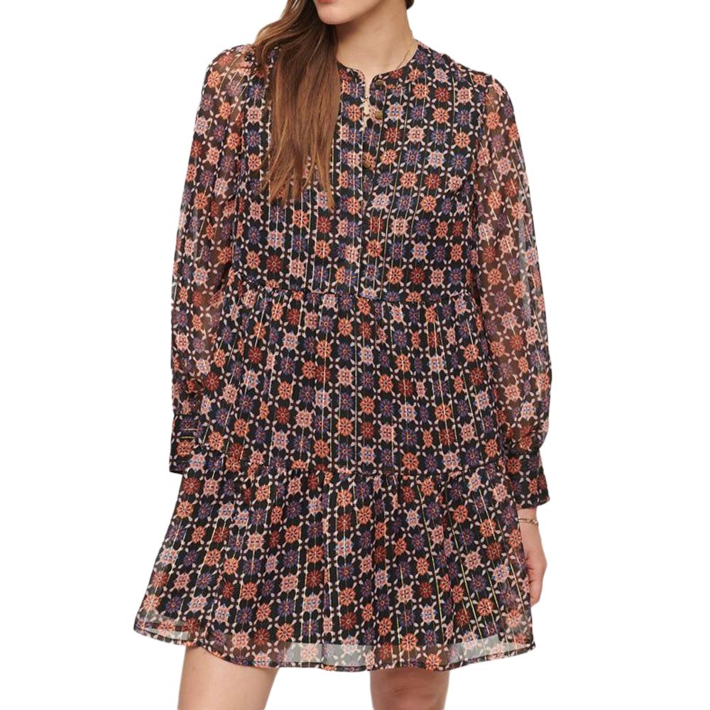 Robe Noire à Motifs Femme Superdry Long Sleeve pas cher