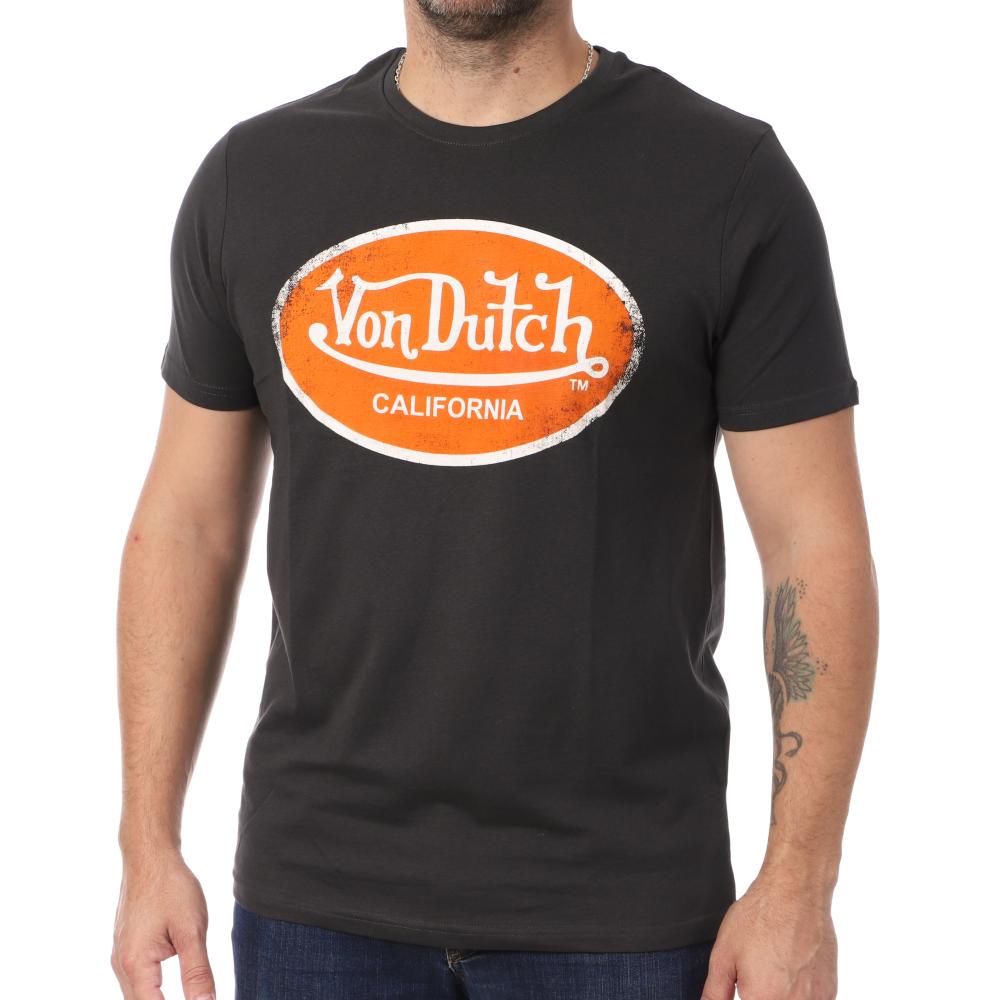 T-shirt Noir/Orange Homme Von Dutch Aaron pas cher