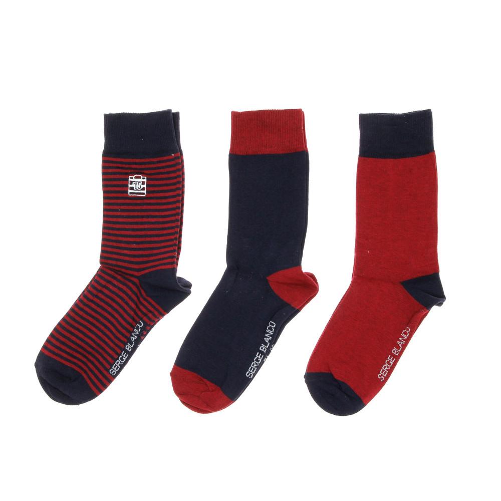 x3 paires de chaussettes Marine/Rouge Homme Serge Blanco 0BS pas cher