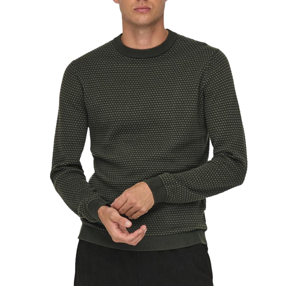 Pull Kaki Homme Only & Sons Tapa Reg 12 pas cher