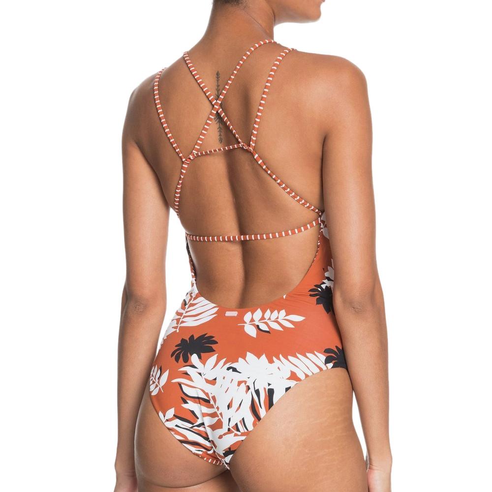 Maillot de bain 1 pièce Marron/Rayures Femme Roxy Honey vue 3