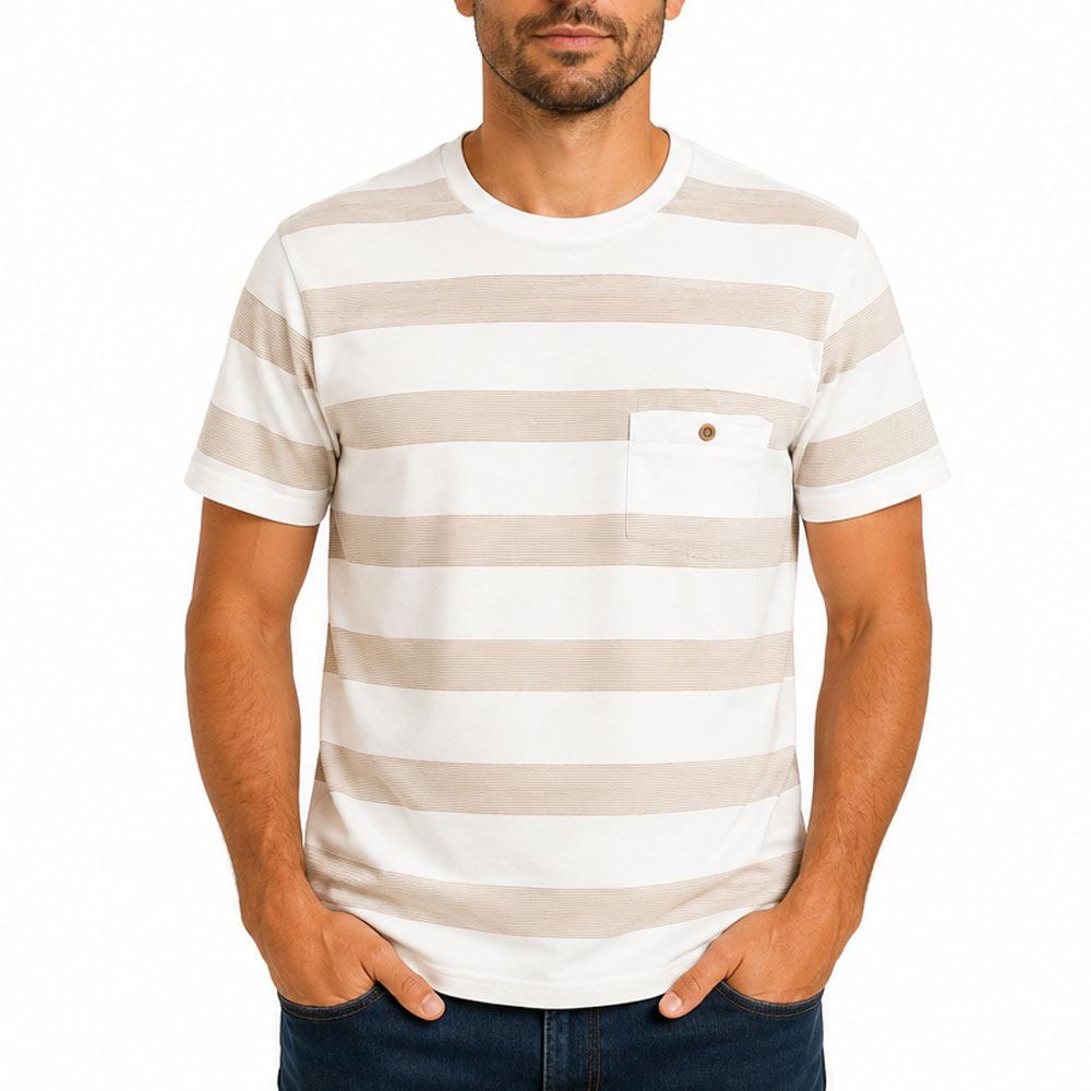 T-Shirt Blanc/Beige Homme RMS26 Rayures pas cher