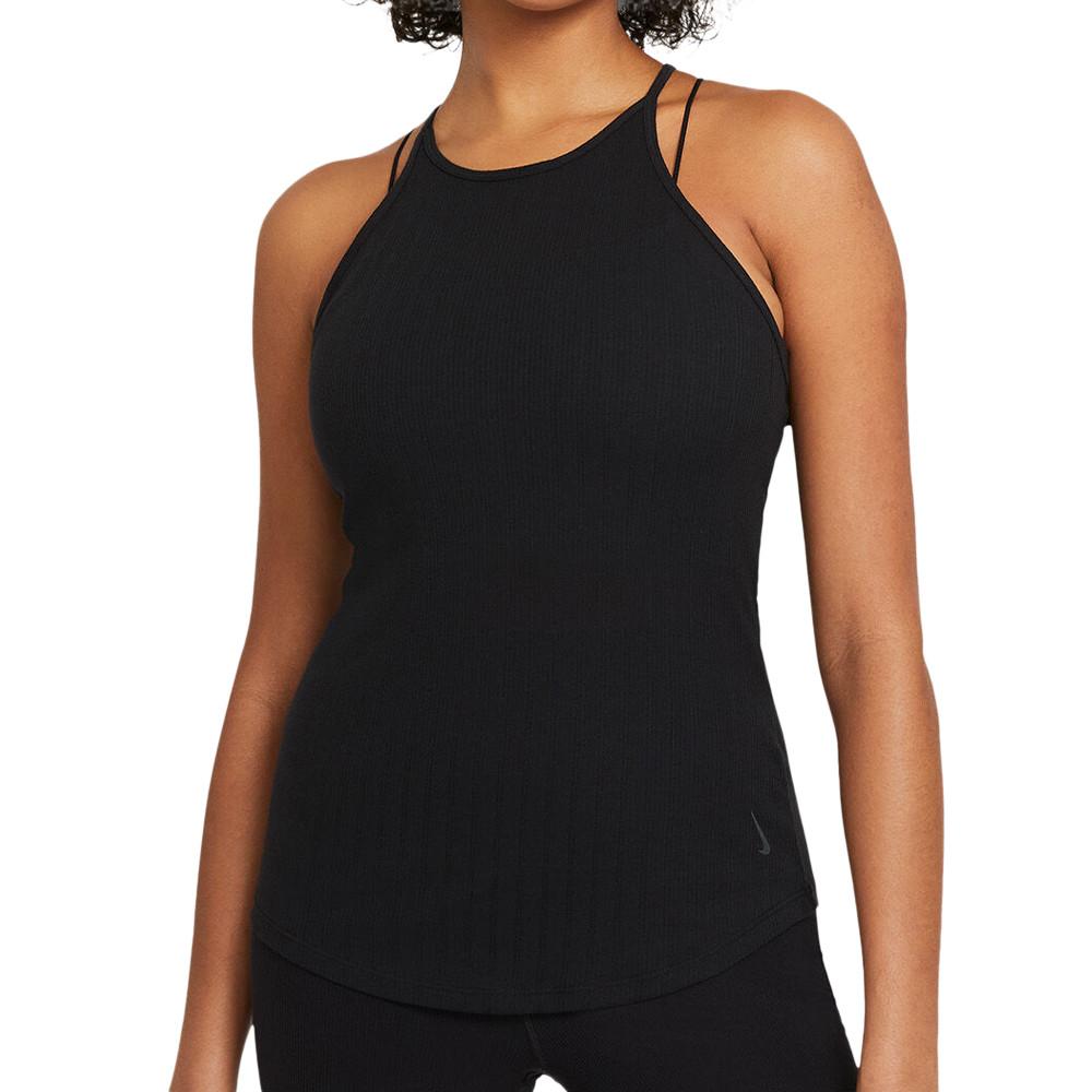 Débardeur Noir Femme Nike Yoga Pointelle Tank pas cher