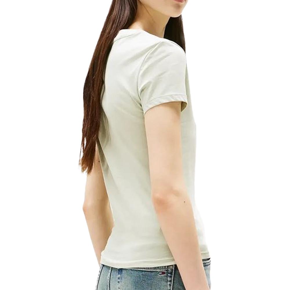 T-shirt Vert Clair Femme Tommy Hilfiger Slim Linear DW0DW21164 vue 2