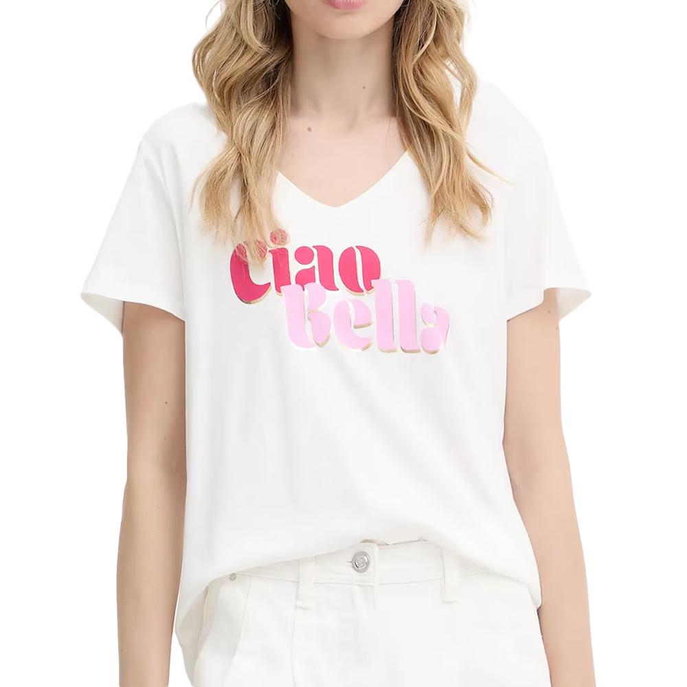 T-shirt Blanc/Rose Femme Morgan DBELLO pas cher