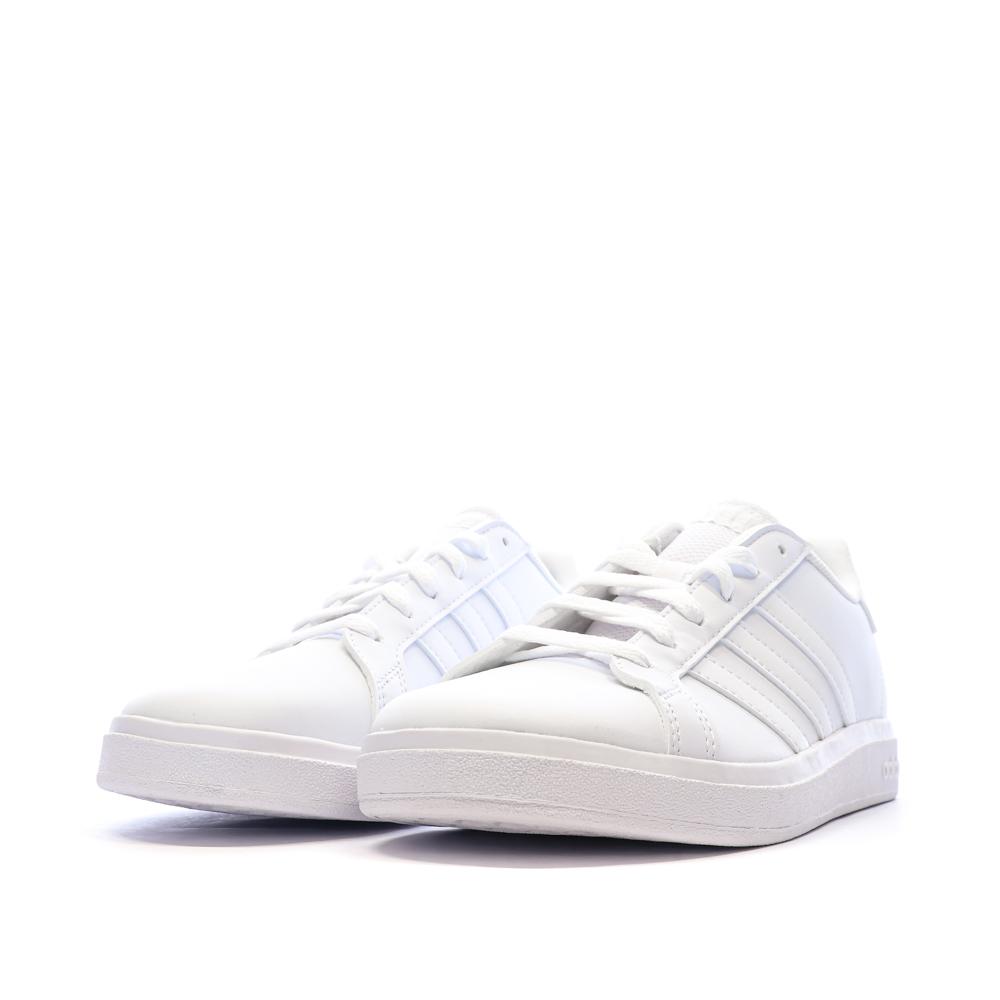 Baskets Blanches Mixte Adidas Grand Court 2.0 K vue 6