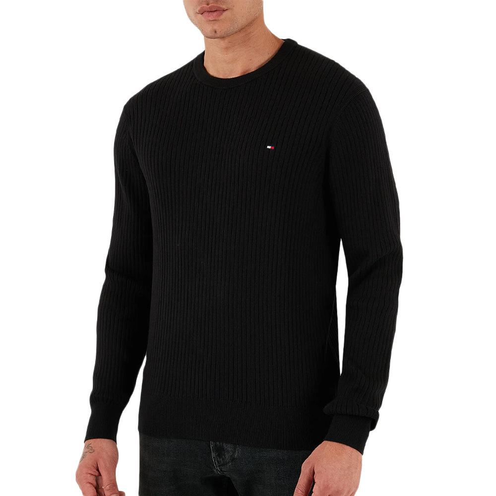 Pull Noir Homme Tommy Hilfiger Pima MW0MW40449 pas cher