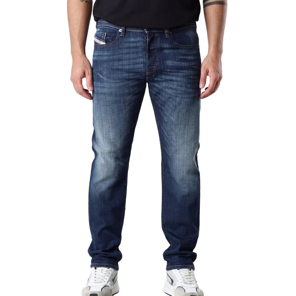 Jean Bleu Foncé Délavé Homme Diesel Buster A00893 pas cher
