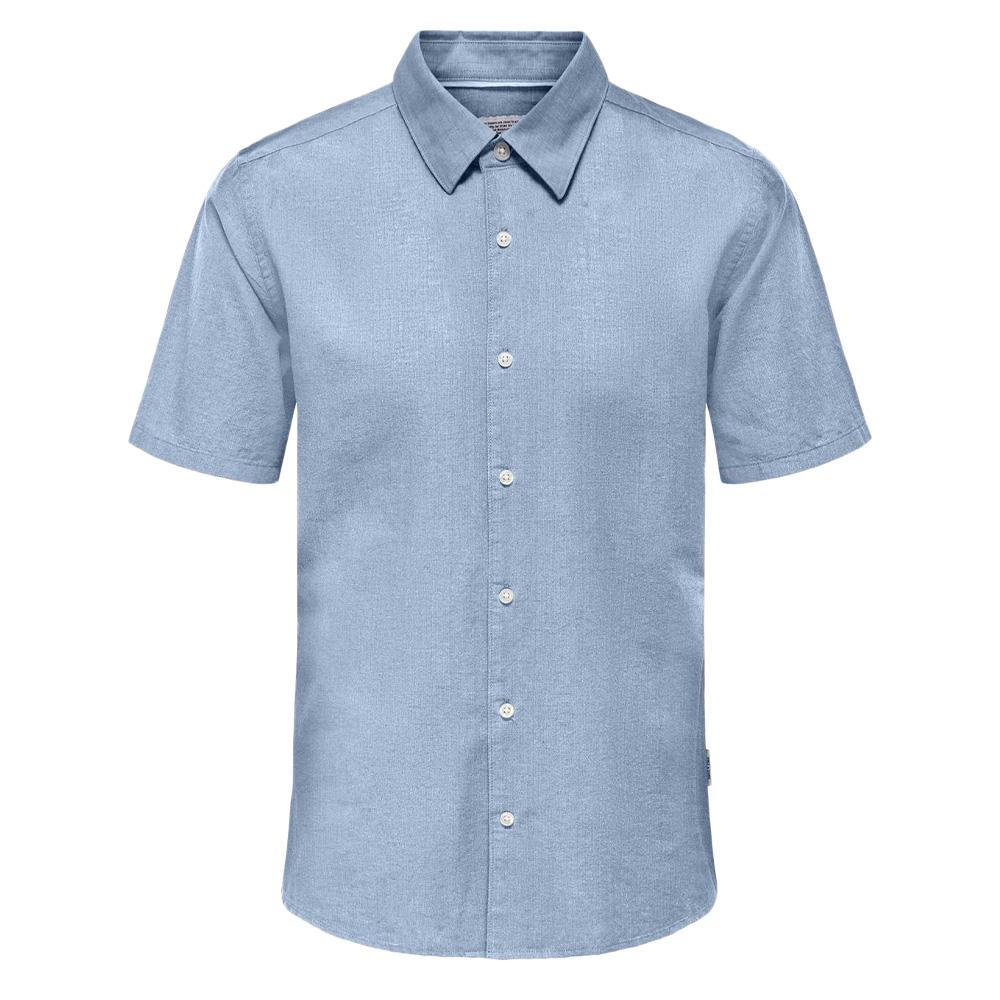 Chemise Manches Courtes Bleu Homme Only & Sons Cantley pas cher