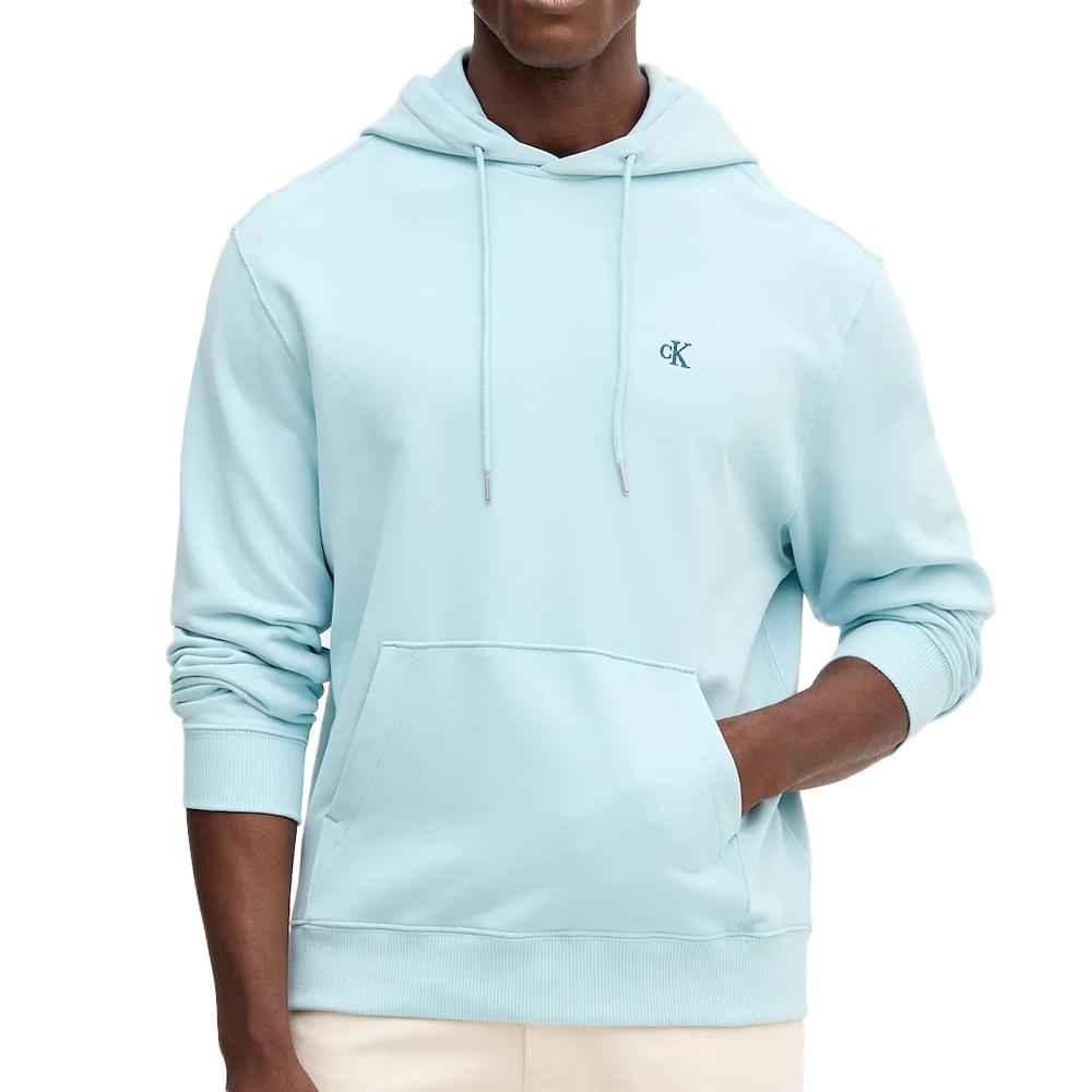 Sweat à Capuche Bleu Clair Homme Calvin Klein Jeans 350 Terry Monog pas cher