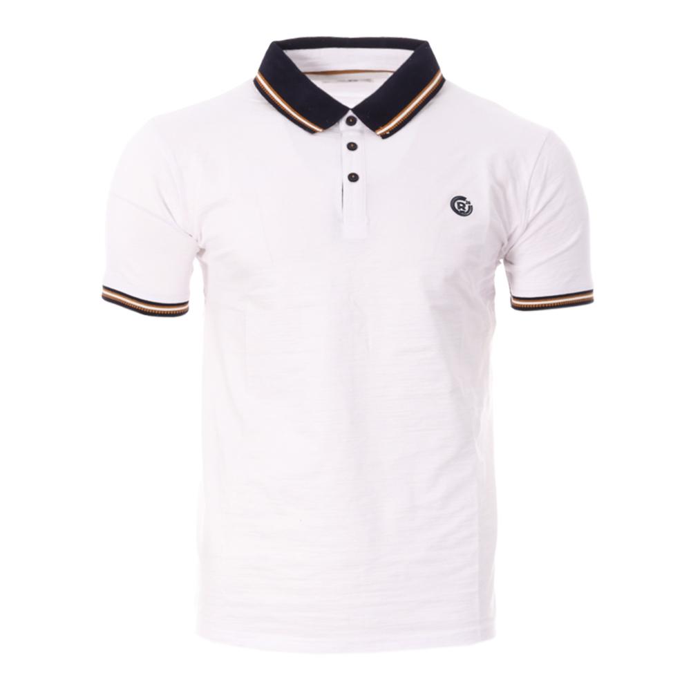 Polo Blanc/Marine Homme RMS26 91318 pas cher