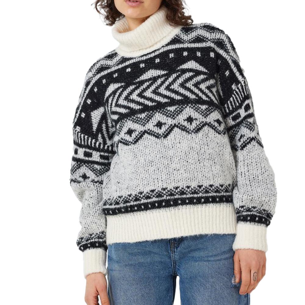 Pull Blanc/Noir Femme Noisy May Roll Neck pas cher