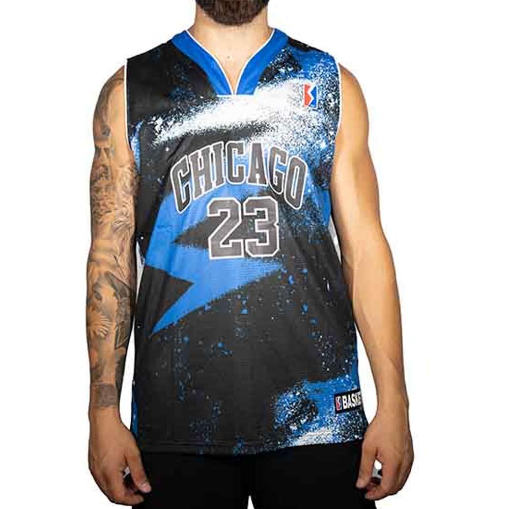 Chicago Maillot de basket Noir/Bleu Homme Sport Zone pas cher