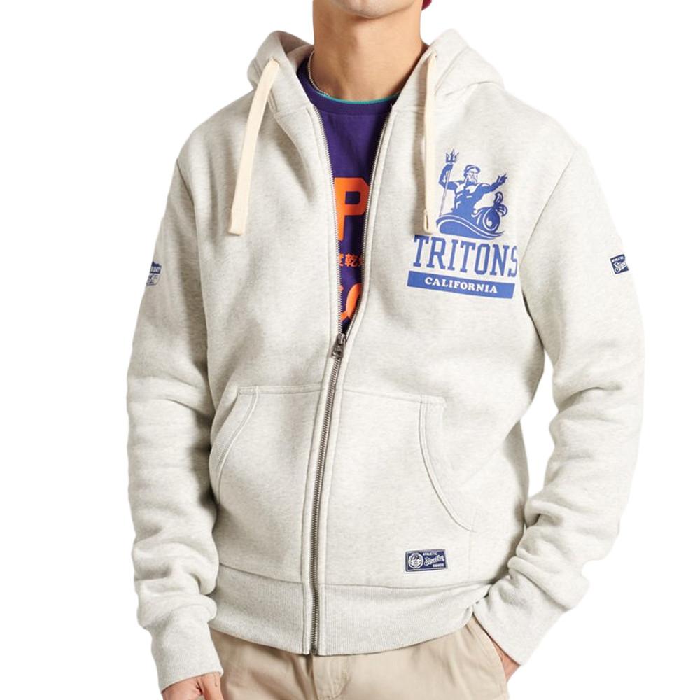 Sweat Zippé Blanc Homme Superdry Collegiate State pas cher