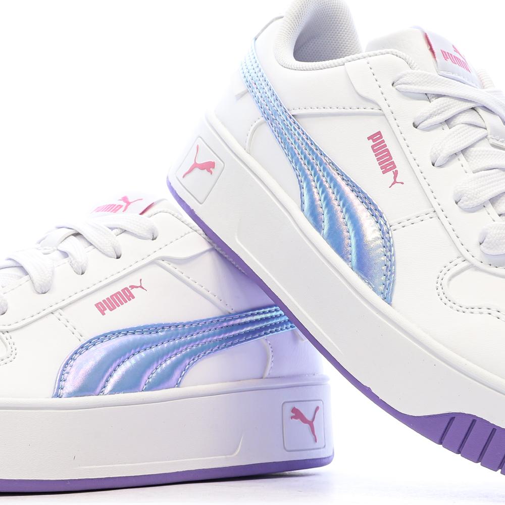 Zapatillas blancas/moradas para niña Puma Carina Street Bouncy ver 7