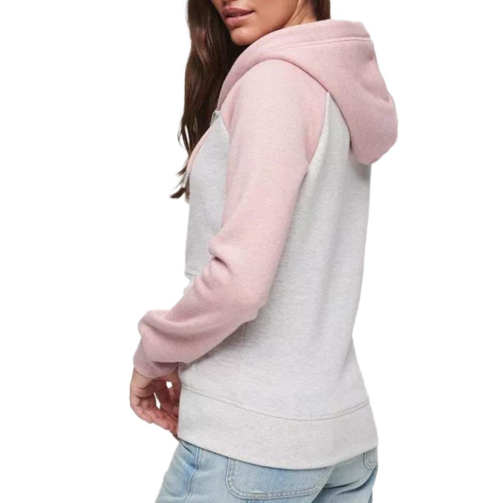 Sweat Zippé Gris/Rose Femme Superdry Essential Baseball vue 2