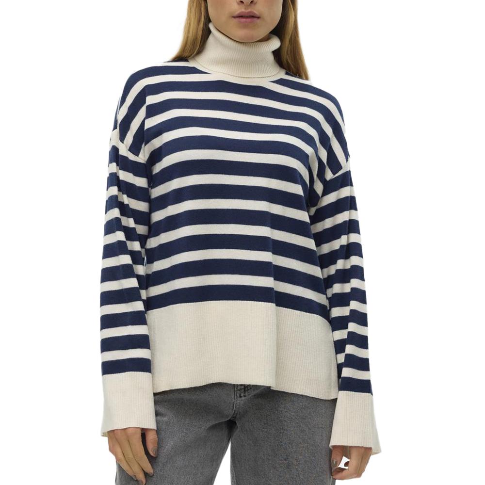 Pull Blanc/Marine Femme Vero Moda Fantastic Rollneck pas cher