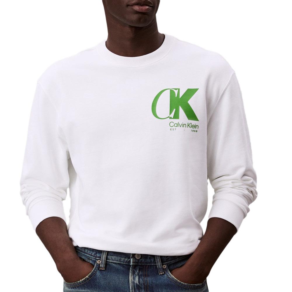 Sweat Blanc Homme Calvin Klein Jeans Terry pas cher