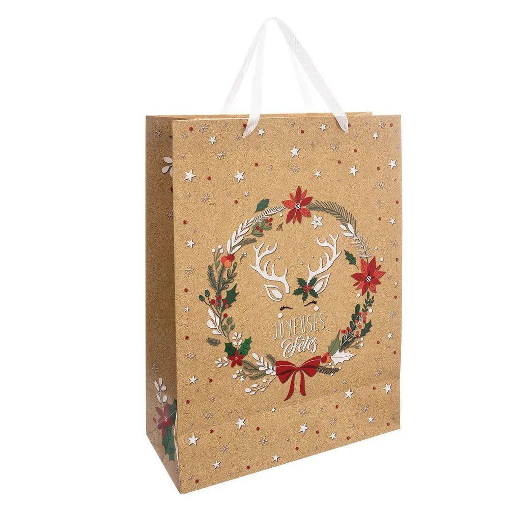 Sac Cadeau Grand Modèle Joyeuses Fêtes Atmosphera pas cher