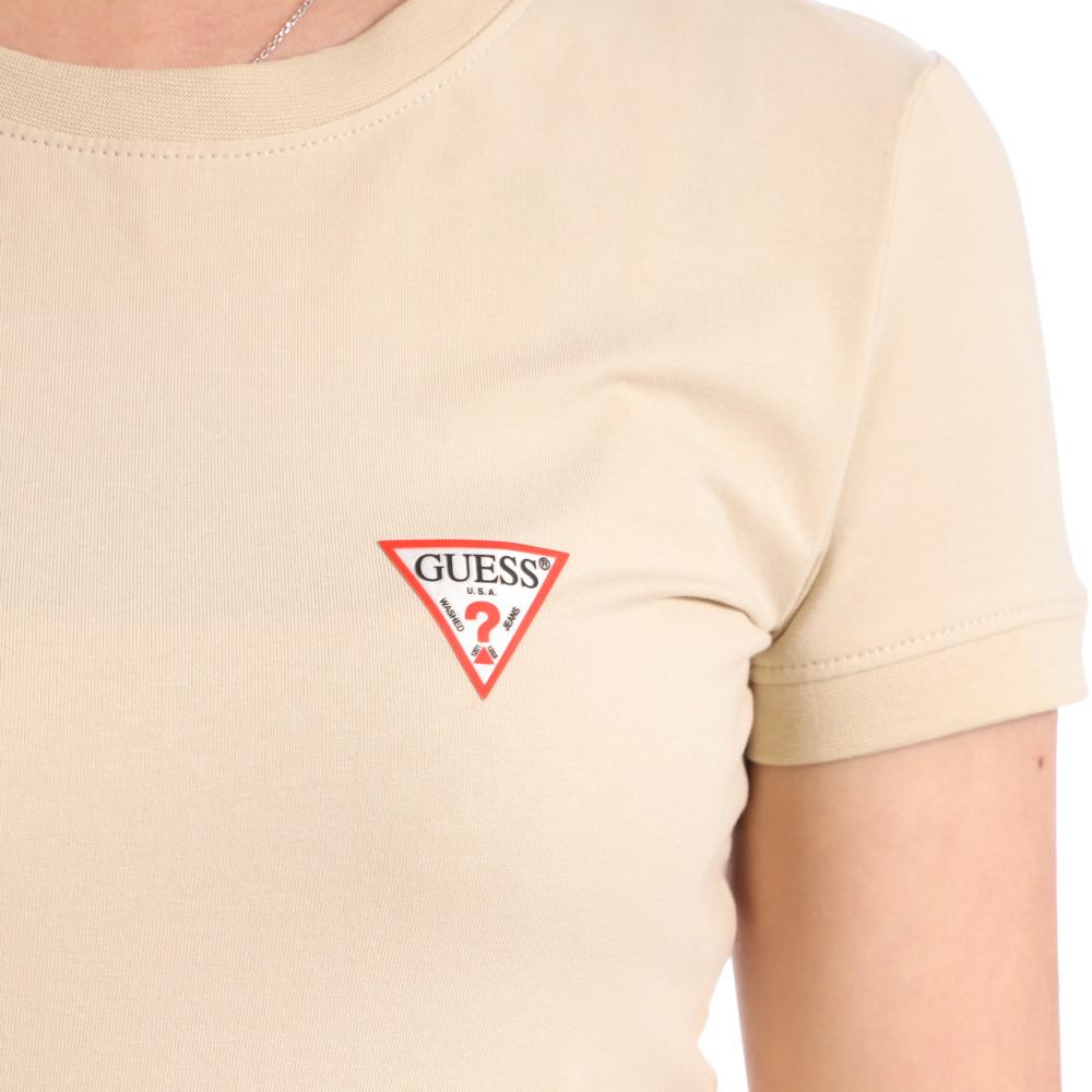 T-shirt Beige Femme Guess Triangle vue 3