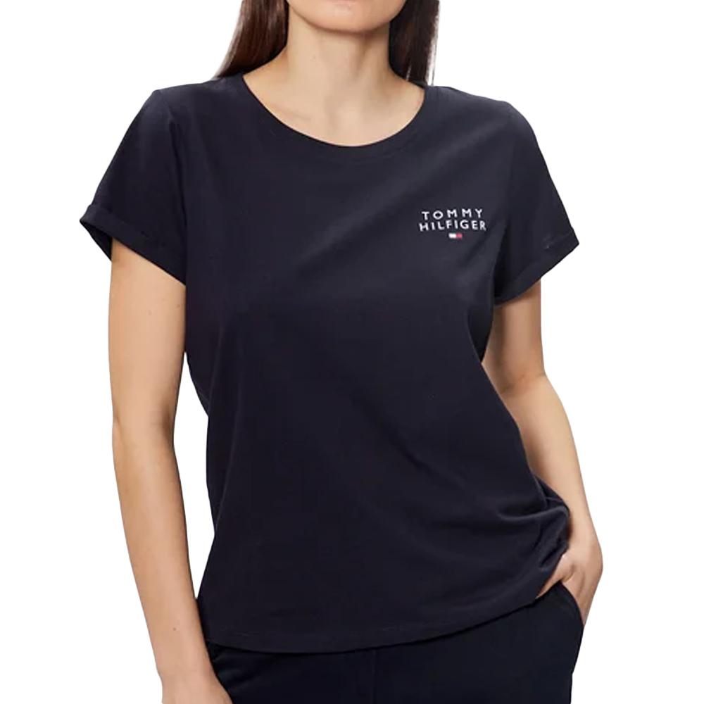 T-Shirt Marine Femme Tommy Hilfiger Sleeve pas cher